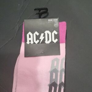 AC/DC pink red and gray gradient ombre effect ac/dc monogram socks one size new